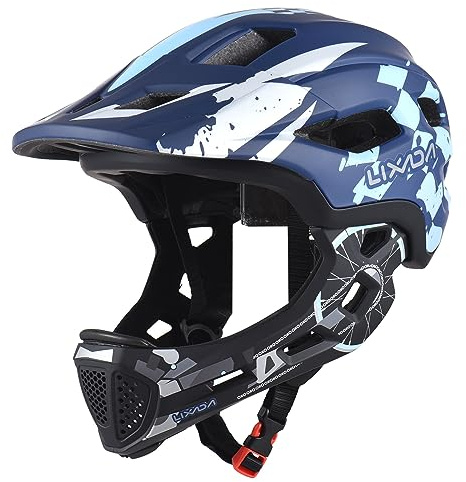 Lixada Casco de bicicleta para niños, casco desmontable de cara completa, casco de ciclismo ajustable para niños, casco de bicicleta para ciclismo, patinaje, patinaje sobre ruedas