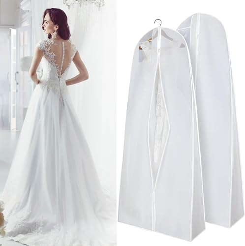 TOOSOAR 2 Stück Kleidersack für Brautkleid, Brautkleidhülle Kleidersack, kleidersack lang 180 cm, Kleidersäcke mit Reißverschluss für Abendkleider Lange Mäntel, Brautkleider Grosse Grössen