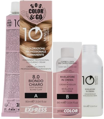 Sos Color&Go set colorazione professionale permanente in 10 minuti - 8.0 Biondo chiaro