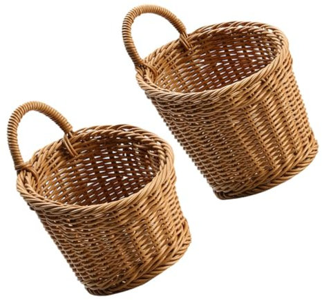 GRIRIW 2piezas Cestas De Almacenamiento Tejidas Para Colgar Pared Organizador Para Ajos Jengibre y Cebolla Con Diseño Moderno y Fácil Limpieza Para Cocina