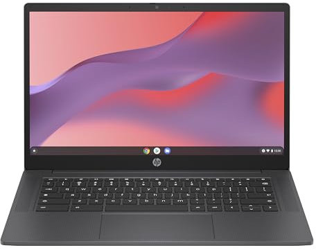 HP Chromebook 14a-nf0001sf Ordinateur Portable 14 HD, PC Portable (Intel Celeron N100, RAM 4 Go, Flash 128 Go, Intel Iris Xe, Chrome OS), Laptop Argent, Clavier AZERTY