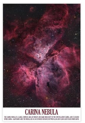 MExmeb Poster su tela con nebulosa Carina e astronomia, decorazione per camera da letto, sport, ufficio, stanza, regalo, senza cornice, 30 x 45 cm