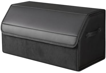 car organizers and storage for SUV,trunk organizer for sedan, leather foldable sleek box with lid,collapsible cargo bins, tool accessories containers,Collapsible Suede velvet (18 inch Covered)