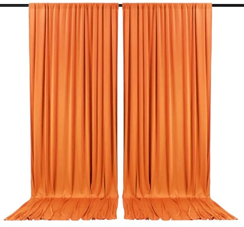 Lot de 2 rideaux de fond orange foncé de 3 x 2,1 m pour fêtes, mariages, fêtes prénatales, enterrement de vie de jeune fille, Halloween, Noël, fête d'anniversaire, séance photo, décoration