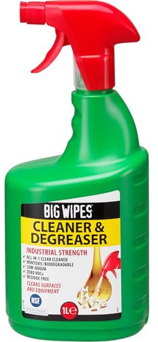 Big Wipes Cleaner & Degreaser Spray – Multipurpose Cleaner Spray & Degreaser Kitchen Heavy Duty Formula – NSF Safety Approved, Industrial Surface Cleaner Removes Grease, Oil, Dirt & Grime - 1L