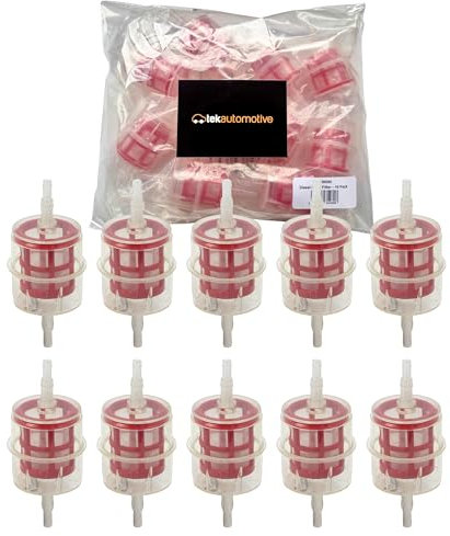 Tek Automotive Diesel Fuel Filter 10 Pack - Universal Inline Fuel Filter for 6mm & 8mm Pipes, Ideal for HGV, Forklifts & Garden Equipment