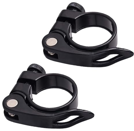 SHUOHONG 2 stycken Cykel Sadelstolpe 31,8 mm Cykel Sadelklämma Med Snabbfrigöringsspak, Cykelsadelstängning Krage Sadel för MTB Väg Löpcykel (Svart)