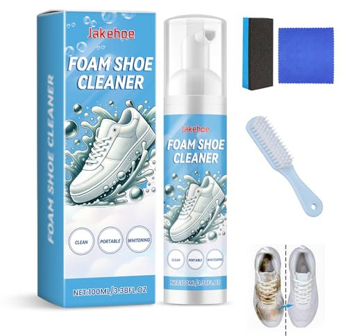 1Stück Schuhputzsets Sneaker Cleaner Sneaker Reiniger Schuhreiniger Effiziente Reinigung Weiße SchuheSchäumender,mit Reiniger,Schwamm,Handtuch und Bürste für Sneaker und Schuhe