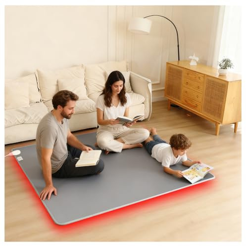 Tappetini riscaldati sotto la scrivania per riscaldare i piedi regolazione della temperatura a 60 livelli/timer da 12 ore per yoga/interni,Grigio,50×200cm