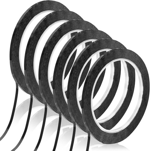 DOPENSPI Lot de 6 rouleaux de ruban adhésif noir à rayures fines de 3 mm de large pour tableaux blancs et présentations de bureau