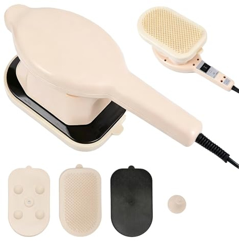 Elektrisk handmassageapparat, med 4 tillbehör, strykjärnform, djup vävnad massage med värmefunktion, för muskelavslappning och trötthetsreducering, för mage, midja, armar och ben