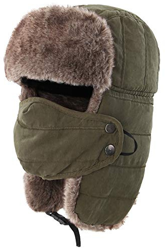 Connectyle Unisex Outdoor Trooper Trapper Hat Winter Hunting Hats with Ear Flaps Warm Hat Army Green