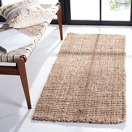 SAFAVIEH Area Rug 2x3 - Natural Fiber Collection - Natural Brown, Handmade Jute, Farmhouse Style, Chunky Textured Thick Pile (NF447A)
