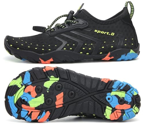 SAGUARO Chaussures Aquatiques Enfant Chaussure d'eau Garçon Fille Chaussures de Plage Respirant Chaussures Piscine Chaussures Mer pour Surf Plongée Nautiques Baignade Riviere Noir, GR.33 EU