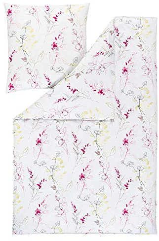 ESTELLA Biancheria da letto Elouise | Argento | 155 x 220 + 80 x 80 cm | Leggero batista di cotone makò | Biancheria da letto estiva delicata sulla pelle | Asciugabile in asciugatrice | 100% cotone