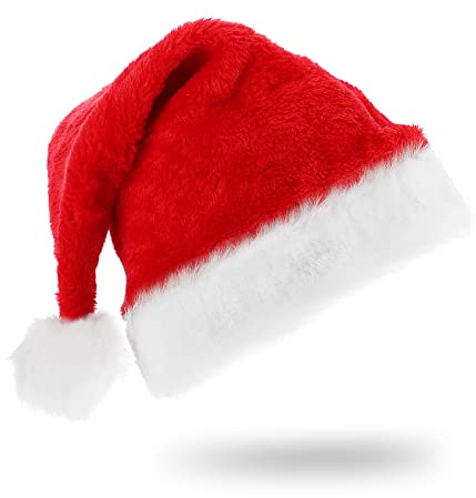 Molain Santa Hat Christmas Santa Hat for Adults Kids, Unisex Velvet Xmas Hats Comfort Classic Santa Hats for Christmas New Year Cosplay Fur Santa Hats Festive Holiday Party Supplies