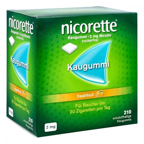 NICORETTE Kaugummi Vorratspackung 2mg freshfruit – Nikotinkaugummi zur Raucherentwöhnung – Fruchtgeschmack –2mg Nikotin – Rauchen aufhören – 210 St.