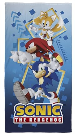 Character World offizielles Sonic The Hedgehog Kinderhandtuch | Superweicher Griff, Bounce-Design