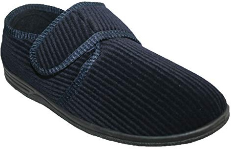 footloose.shoes Diabetic Orthopedic Men's Easy Close Wide-Fitting Touch Close Bar-strap Shoe Slippers Sizes 6-14 (Navy Extra Wide, UK Footwear Size System, Adult, Men, Numeric, X-Wide, 13)