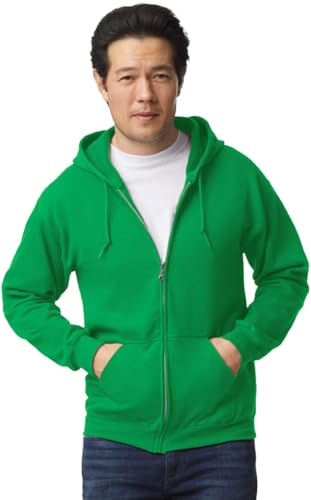 TICTEX Unisex sweatjacka med huva från Gildan | tung Blend fleecejacka för män och kvinnor | sweatjacka med huva och dragkedja | lätt sommarjacka i många färger | storlek upp till 5XL, Irländsk grön,