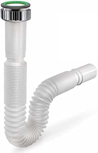Tubo di Scarico per lavandino da Cucina, 1''1/2 x 40 mm, con ghiera in Metallo, Tubo Flessibile di Scarico per Lavabo,Sifone Lavabo Bagno, Scarico da Cucina Lavello Universale, 59951