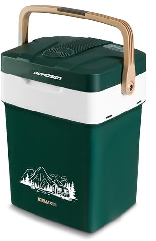 Berdsen Kühlbox Auto Camping Kühlschrank Für Auto LKW Boot Elektrisch Kühlung Bis 18°C Unter Umgebungstemperatur Mit Wärmefunktion Bis 65°C 12V 230V Energiesparend Grün 29L