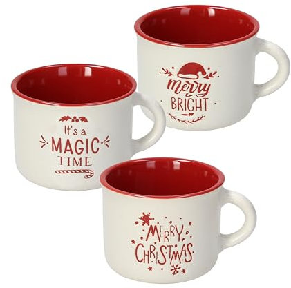 Tognana Marshmallow, set 3 tazze caffè cc 100 senza piatto, Stoneware,rosso