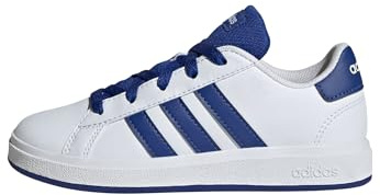 adidas Unisex Kinder Grand Court Lifestyle Tennis Lace-Up Shoes, Cloud White/Royal Blue/Core Black, 30 EU