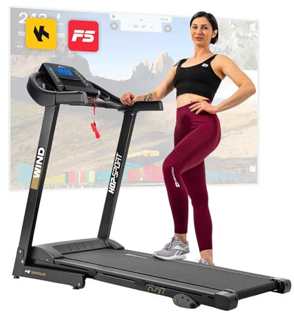 Hop-Sport Laufband für Zuhause HS-1000LB, elektrisch & klappbar, 0.8 bis 14 km/h, Motor: 2,0 PS, Transportrollen, bis 150 kg (Grau)