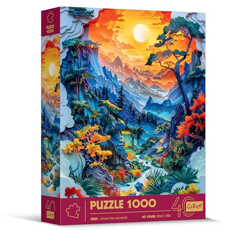 Trefl - Puzzle Effetto 3D, Valle - 1000 Pezzi - 40° Anniversario, Arte Paper Art, Puzzle Premium per Adulti e Ragazzi dai 14 Anni