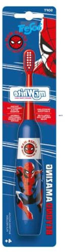 Mr White Jr Spazzolino Elettrico per Bambini realizzato per Spider-Man Marvel, Setole Morbide, 4+anni, Blu e Rosso