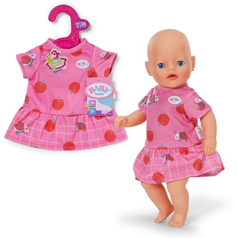 BABY born Pink Dress – Doll dress with apples & ladybugs – Doll clothing – Accessory for 36 cm dolls