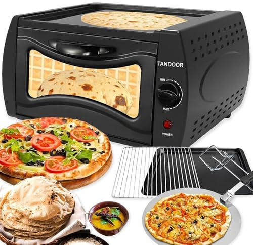 Elektrisk Tandooriugn, 2-i-1 15l Pizzatillverkare, 2100w Mini Tandoori Ugn, 122 ° F-752 ° F Temperaturkontroll, För Stekning Av Bakning Grillning