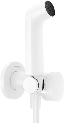 hansgrohe Bidéte handdusch S med 1 vattenbesparande stråltyp (EcoSmart), inklusive avstängningsventil, duschhållare och duschslang 1,25 m, för varmvatten, matt vit, 29232700