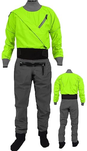 Trockenanzug Für Herren, Kajak, Leicht, 3-Lagig, Wasserdicht, Zum Paddeln, Angeln, Bootfahren, Kanufahren, Rafting, Tourengehen, Segeln,Green-L