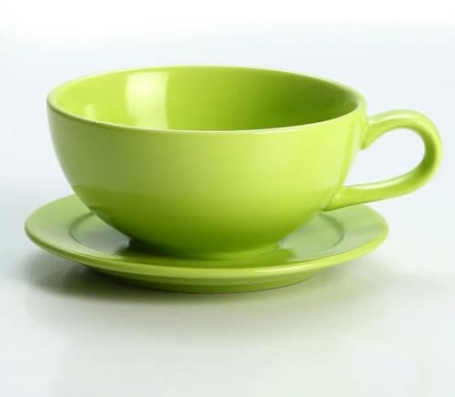 umalls Juego de tazas de capuchino de 240 ml con platillos, taza de cerámica doble, juego de tazas de té espresso, frío/caliente, colores surtidos, utensilios para café