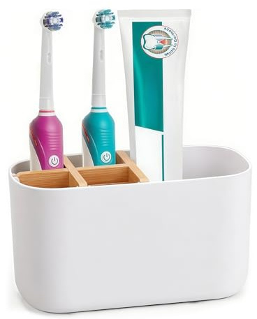 Portacepillos de Dientes Organizador de baño con 5 Compartimentos para cepillos de Dientes eléctricos, Soporte para Pasta de Dientes para Lavabo, Organizador de baño Portacepillos de di (Style B)