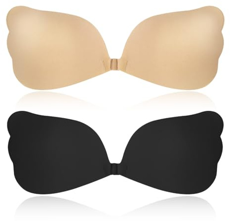 Stycizom Soutien-Gorge adhésif en Silicone sans Bretelles, réutilisable, Invisible, Respirant, Push-up – 2 Paires pour Robes Dos Nu et vêtements décolleté