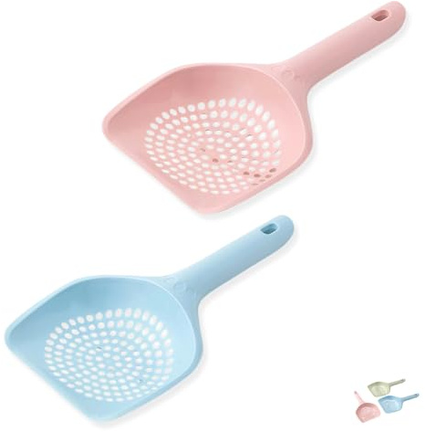 LinCoo Cat Litter Scoop, 2 Pcs Large Cat Poop Scoop with Sand Sifter, Litter Tray Set, Pooper Scooper Cleaning Tool for Kitty Litter Box and Cat Waste