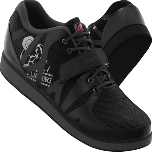 Nordic Lifting Chaussures de Powerlifting pour la Musculation Lourde - Chaussures de Squat pour Hommes - MEGIN - Noir, Taille 12