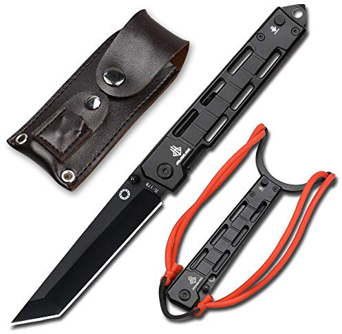 NedFoss Slingshot Pocket Knife with 3.5 Tanto Blade - EDC Folding Knife for Men Outdoor Survival Gear with Secure Lock | Ideal Gift for Collectors & Camping Tools, Cool Knife for Teens