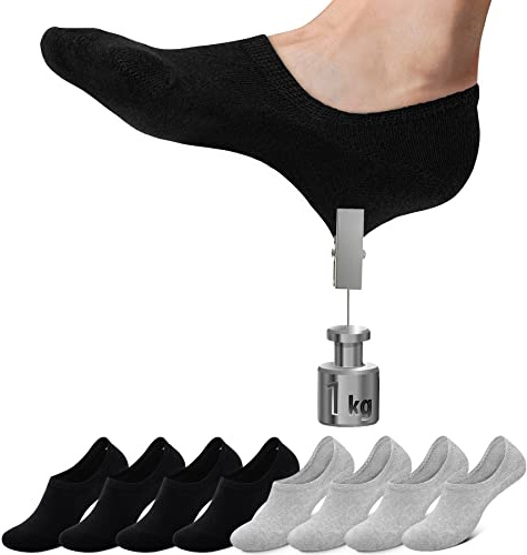 Falechay Calcetines Invisibles Tobilleros Mujer hombre 8 Pares-Negrogris 35-38
