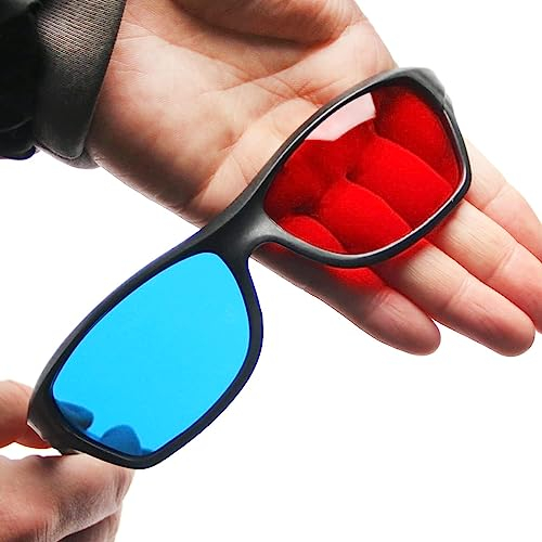 Othmro Lot de 3 Lunettes de Style 3D Durables Lunettes de Visionnement 3D Lunettes de Jeu de Film 3D Rouge-Bleu Lunettes 3D Cadre Lentille en Résine Blanche pour 3D TV Cinéma Films à la Maison