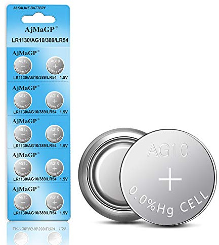 AjMaGP 10 Pack AG10 389A LR1130 LR54 L1131 SR1130 1.5v Button Cell Coin Battery