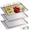 Relaxdays Vassoio in Acciaio Inox, Set 3 Piatti da Portata Rettangolari, Antipasto, Aperitivo, Buffet, 33x26,5, Argento