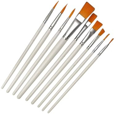 Malpinsel Set, 10 Stück, Pinselset, Pinsel, Künstlerpinsel, Verschiedene Größen, Malzubehör, Feine Detail Pinsel, Schulmalpinsel, Weiß