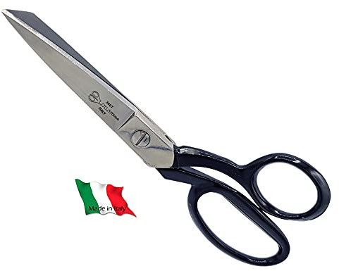 Ultima 7 Inch Bent Handle General Purpose Scissors – Drop Forged Carbon Steel Trimmer Sheers, Chrome Plated with Black Bent Handles, Made in Italy