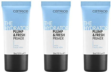 Catrice The Hydrator Plump & Fresh Primer, Weiss, feuchtigkeitsspendend, grundierend, kühlend, für trockene Haut, vegan, ölfrei, ohne Alkohol, ohne Parabene, 3er Pack (3x30ml)