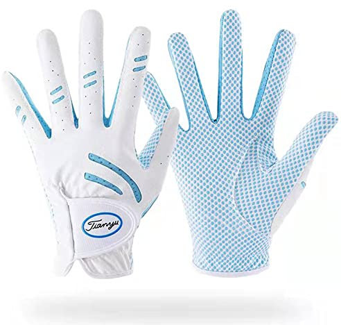 Kinder Golfhandschuhe Leder Elastisch Stoff Golfhandschuhe für Jungen und Mädchen Weich Atmungsaktiv Verschleißfest Ein Paar Linke und Rechte Golfhandschuhe - S/M/L