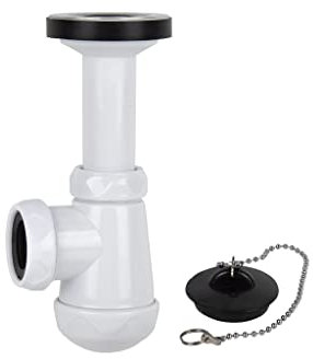 Cofan Sifón de Botella Corto | Extensible | Racor de 1 1/4 | Con Salida de 40 mm | Junta Cónica reductora de Ø32 mm | Contiene Válvula para Lavabo y Bidé Ø70 | Fabricado en Polipropileno